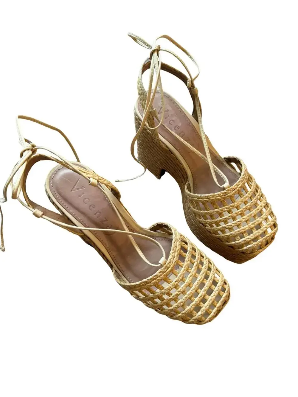 Vicenza Melissa Woven Platform Sandals in Boho Beige